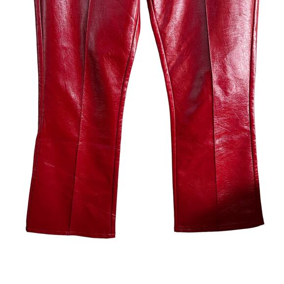 NEW Polly Princess Red Faux Madi Pu Vegan Patent Leather High Waist Pants Size 6 - Picture 10 of 13